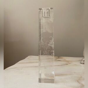 Tahari Home Crystal Floral Etched Candle Holder